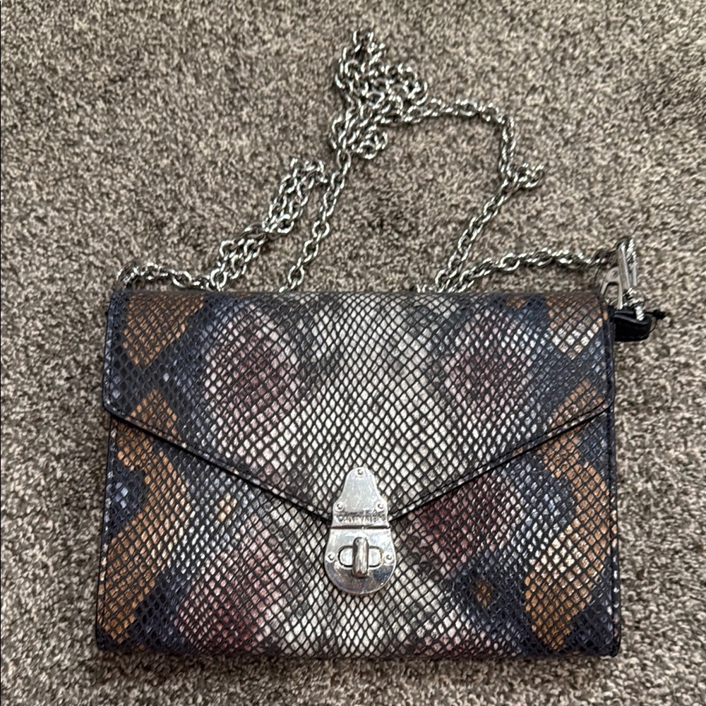Calvin Klein Collection Multicolor Snakeskin Crossbody Bag
